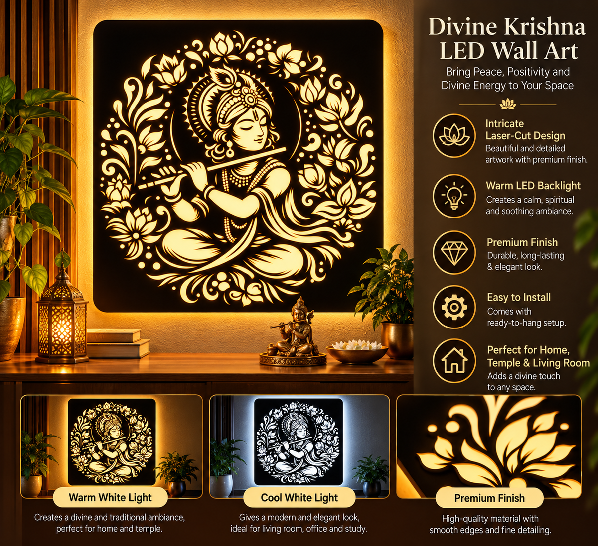 WALL ART LED KRISHNA 3