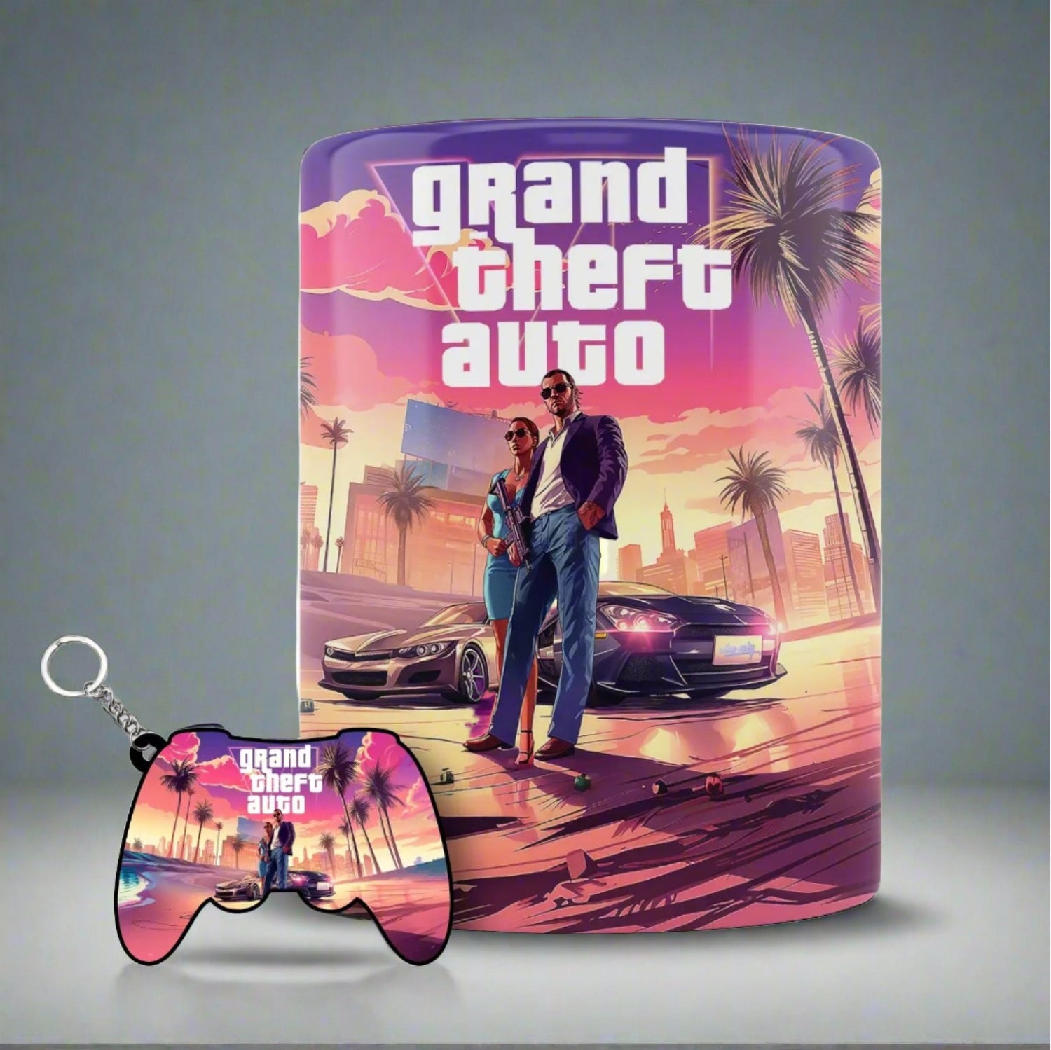 GTA 6 Adventure Set: Printed Mug & Keychain