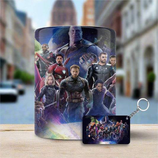 Avengers Infinity War 2018 All Characters Printed Ceramic Mug + Keychain Combo