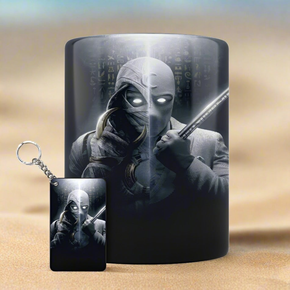 Stunning Moon Knight Illustration Mug + Keychain Set - Marvel Collection