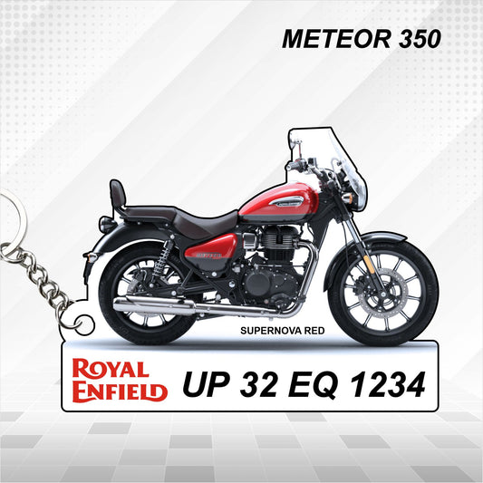 Meteor 350 - Personalized Royal Enfield Keychain - Wood, Acrylic, Metal Printed