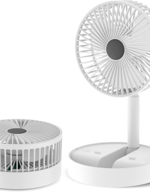 Table Fan (White) – Portable Folding, Rechargeable USB Type-C Fan with 3 Speed Settings