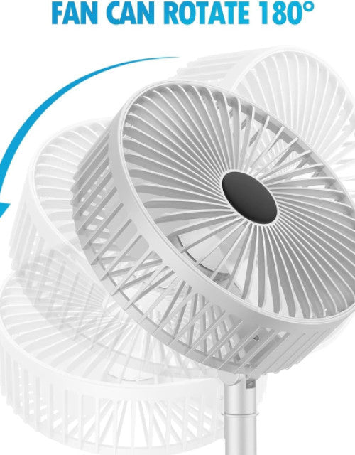 Table Fan (White), Portable Folding Fan, Rechargeable USB Type-C Fan, 3 Speed Battery