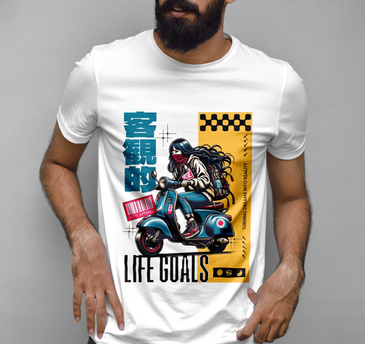 Motorcycle Woman Vectors Graphic Printed T-shirt