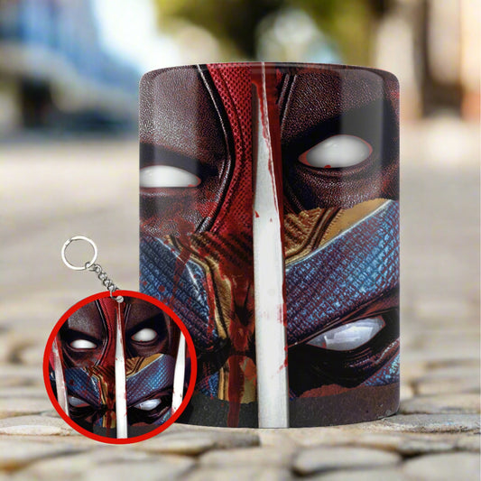 Mercs Unleashed: Deadpool vs Wolverine 2024 Limited Edition Printed Ceramic Mug + Keychain