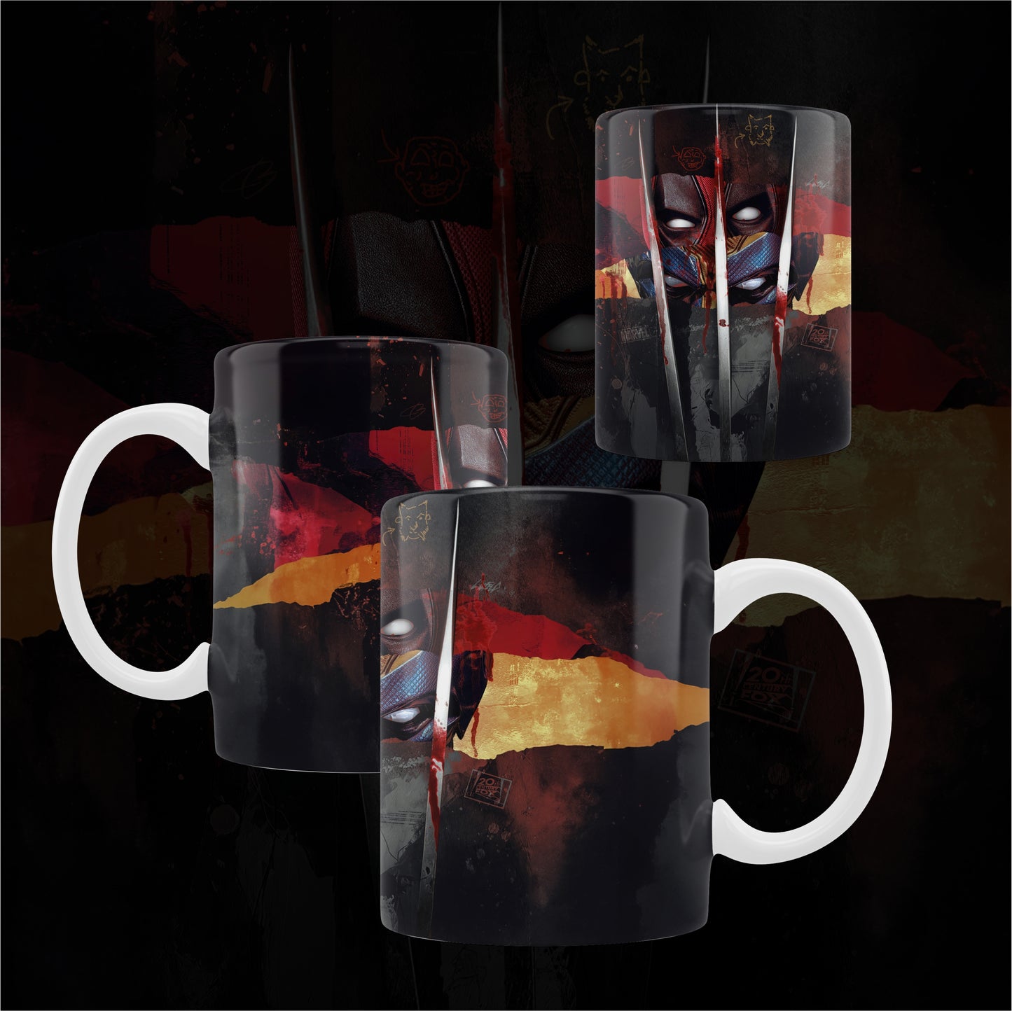 Mercs Unleashed: Deadpool vs Wolverine 2024 Limited Edition Printed Ceramic Mug + Keychain